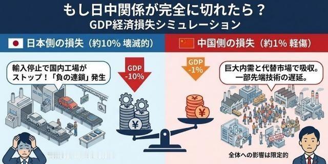 假如中日停止经济来往贸易阻断会是什么现象？结局大概率是全面崩盘，就连美国都可能救
