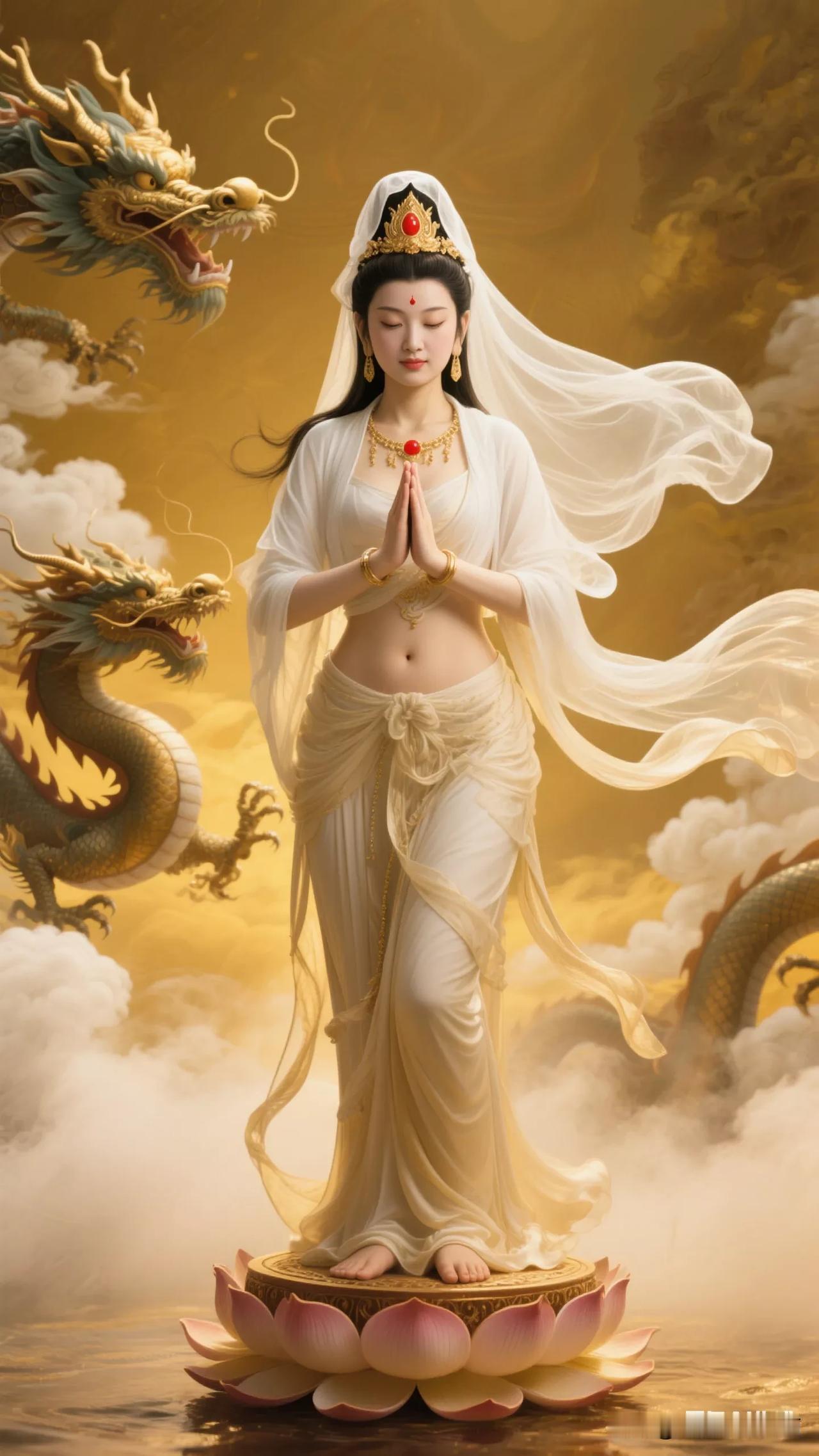 仙气缭绕的女神，龙舞云间，祥瑞之姿张立启原创书画AI作品古仕女发髻服饰集锦首发第