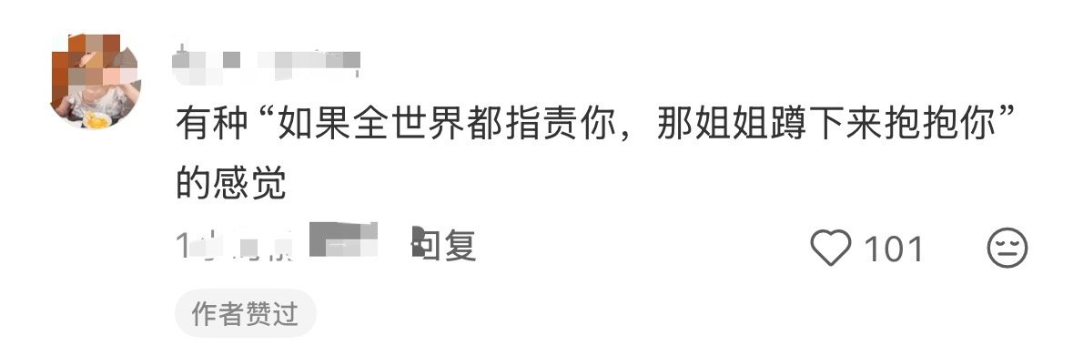 有种“如果全世界都指责你，那姐姐蹲下来抱抱你”的感觉
