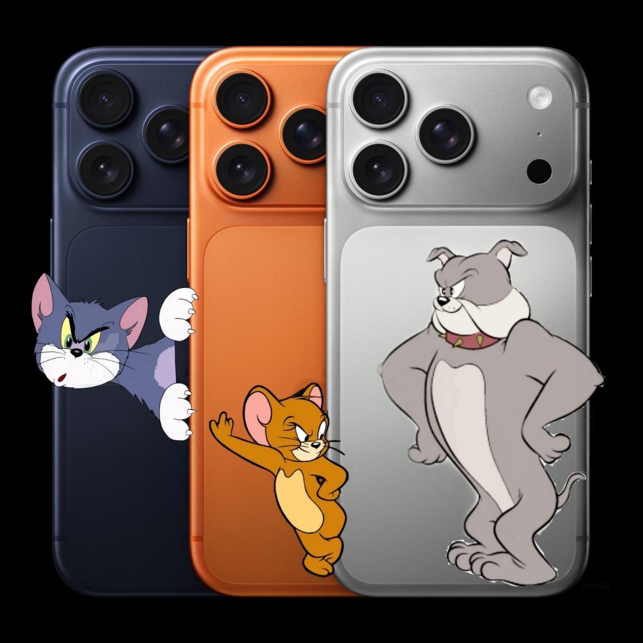 17吗有网友发现iPhone17Pro采用了《猫和老鼠》配色，三种颜色分别对