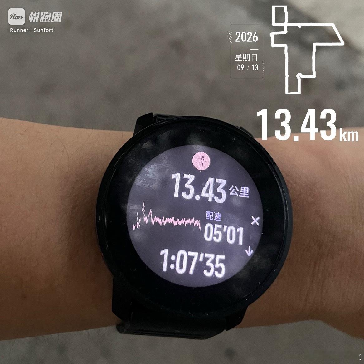 跑步跑步一小时。04:40开跑，24°C，体感24°C，相对湿度87