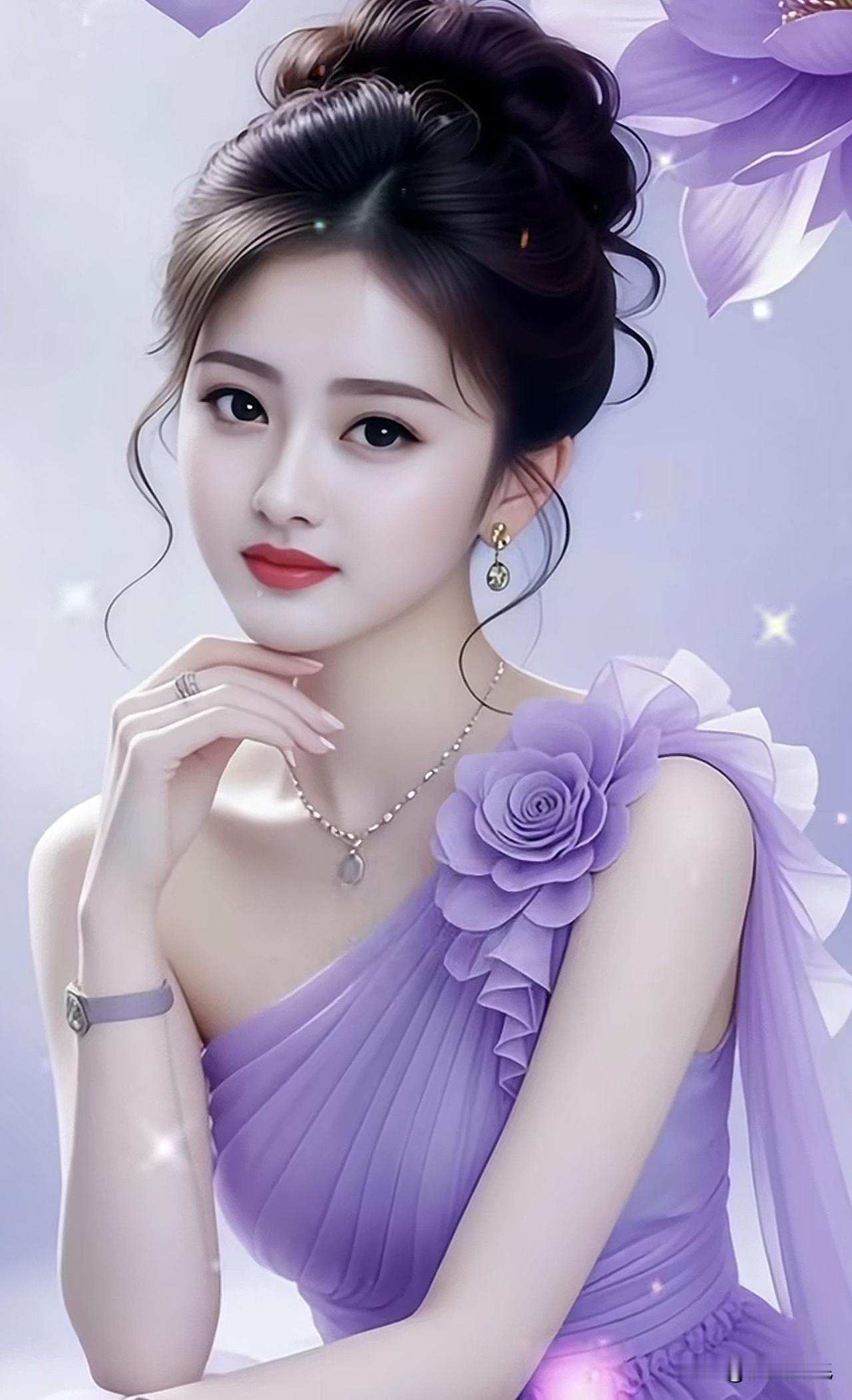 梦幻紫色花裙，优雅气质女神梦幻花裙照紫色花裙紫色梦幻长裙紫色花裙紫色蕾丝