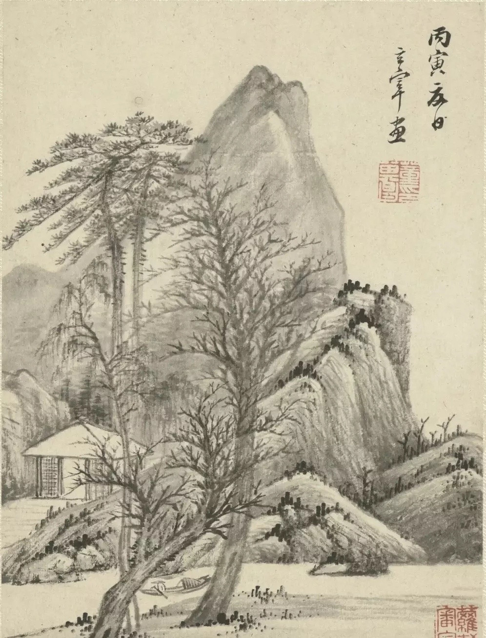 明董其昌山水册(折装)纸本，水墨23.6x17厘米x12。董其昌（1555