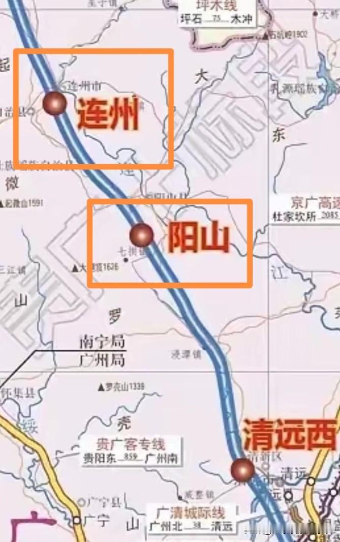 广清永高铁（清远段）设计时速350公里，线路基本取直线！清远连州—阳山—清新