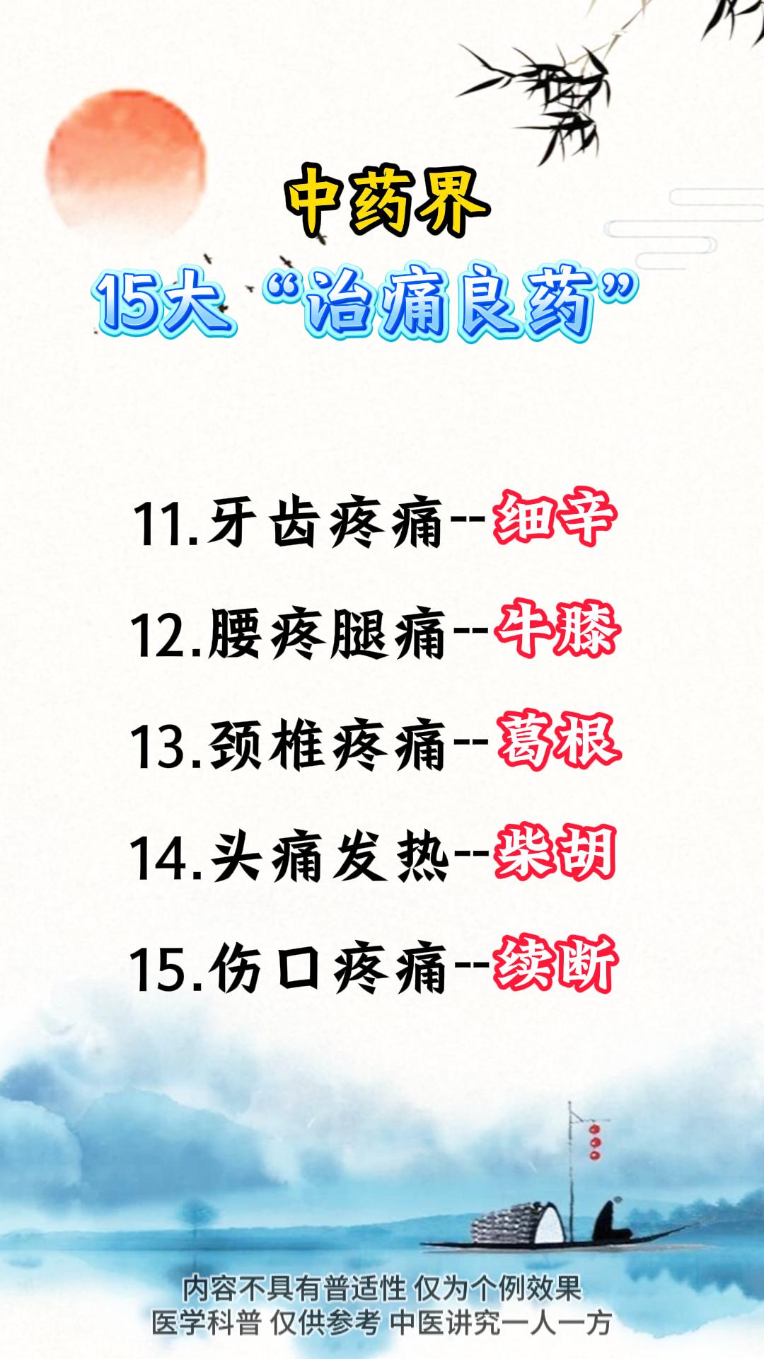 中药界15大治痛良药。