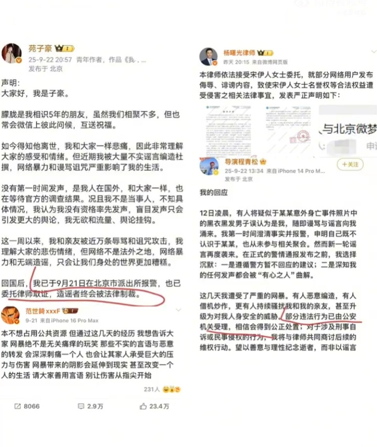 开始算账了宋伊人请了律师，发布了律师声明，起诉了三名网友，这次不是名誉权，是侮