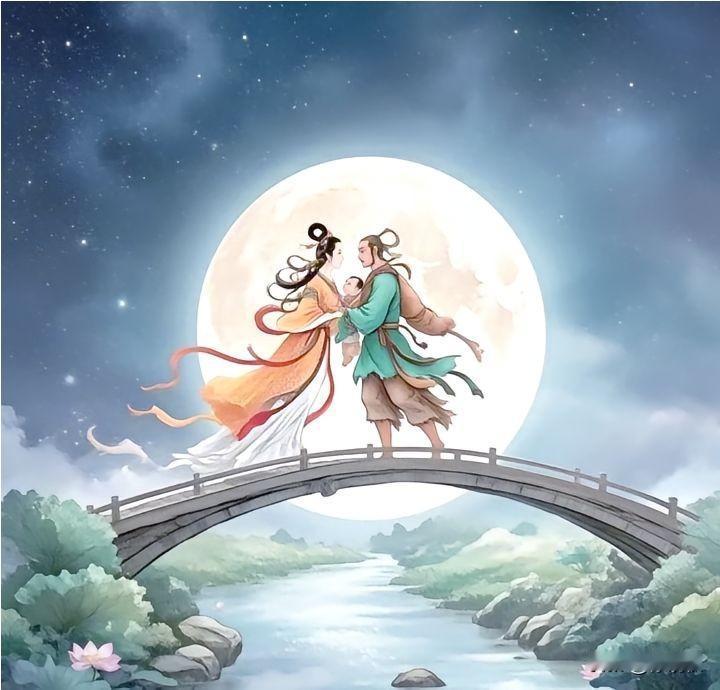 牛郎织女银河会，天上人间鹊桥逢。莫道今宵欢聚短，天涯海角共此情。