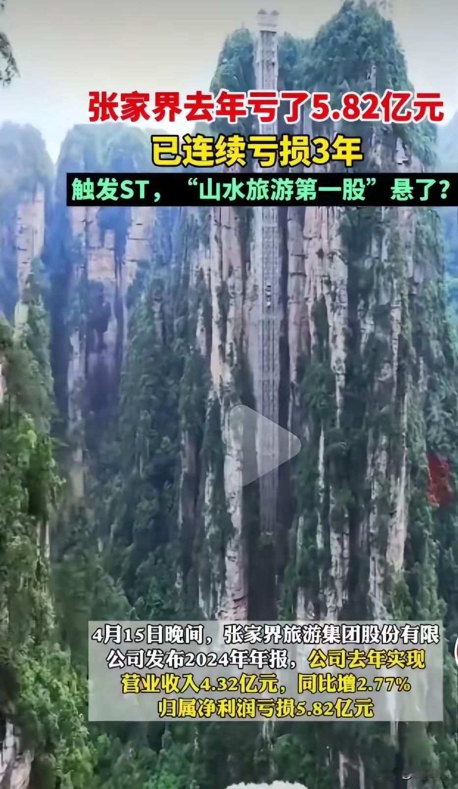 张家界已经连续亏了3年，而且每年都亏了好几个亿。真是想不到，山水第一股居然会连续