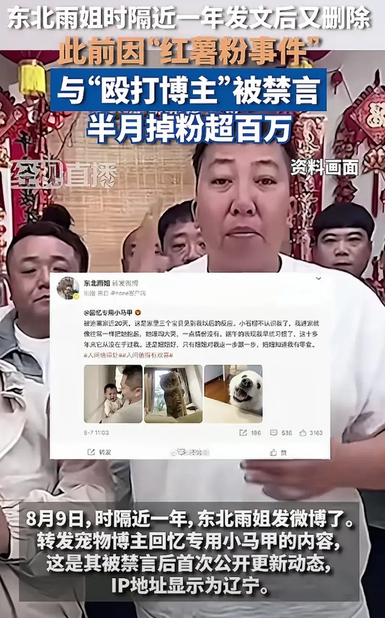 东北雨姐似乎还想吃互联网这碗饭，开始试探复出了，奈何互联网有记忆，很多家人们仍还