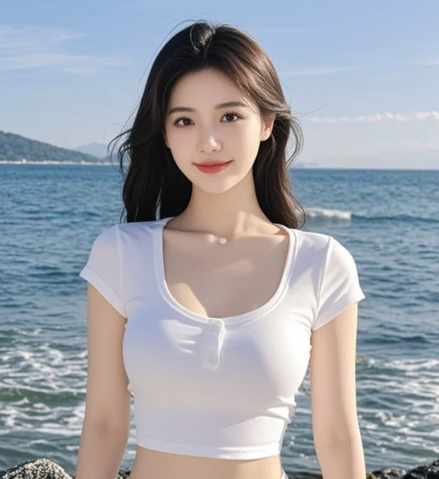 她赤脚踩在沙子里，感受大自然最原始的温柔。