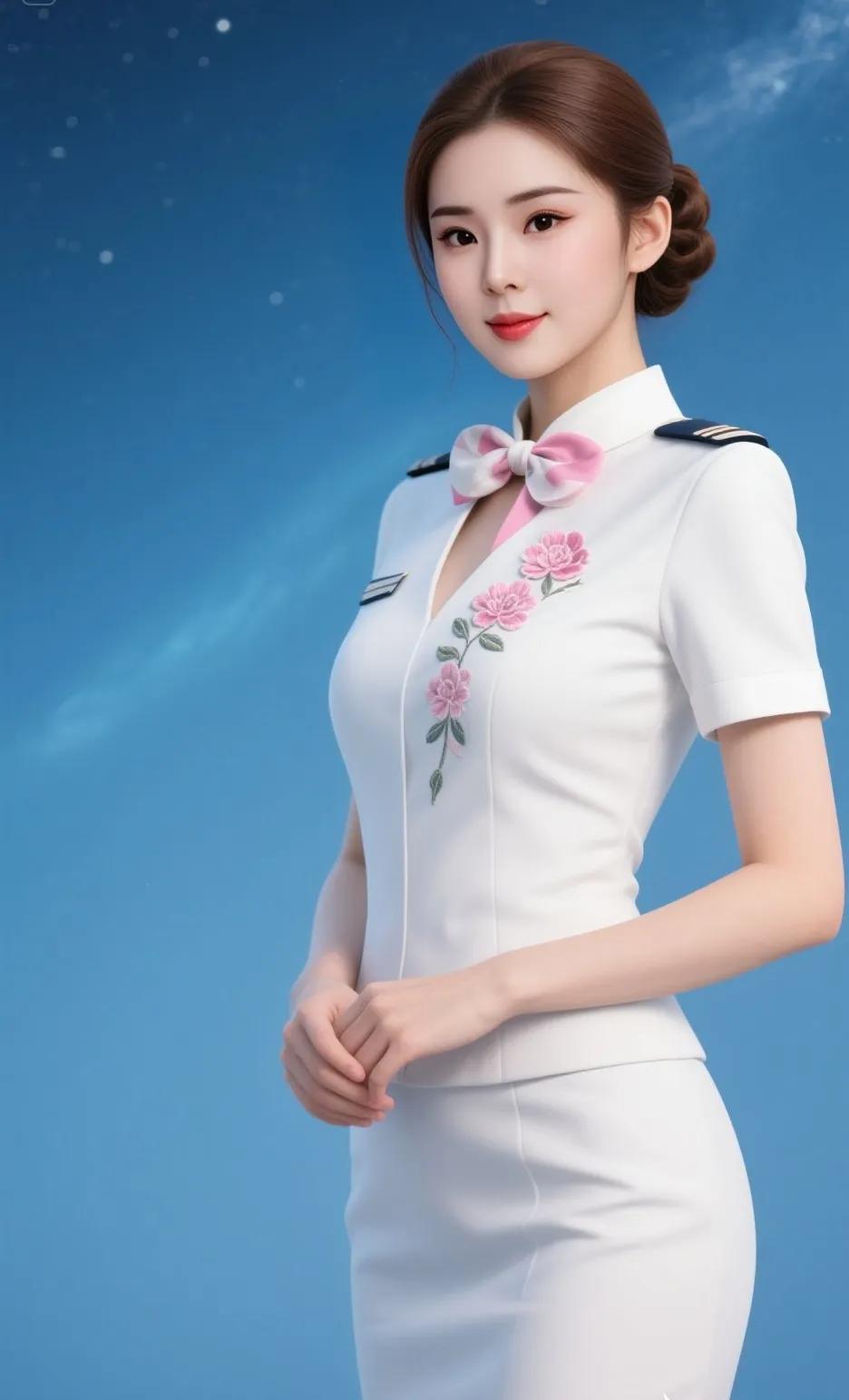 这位空姐好漂亮，制服好精致！