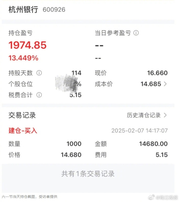 #男生1.5万压岁钱买银行股4月赚2千#【杭州小孩哥用1.5万元压岁钱买银行股，