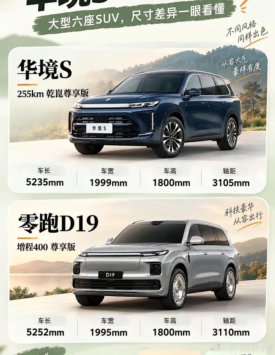 华境S🆚零跑D125万级大六座SUV，华境S和零跑D19怎么选？?家人们，大型