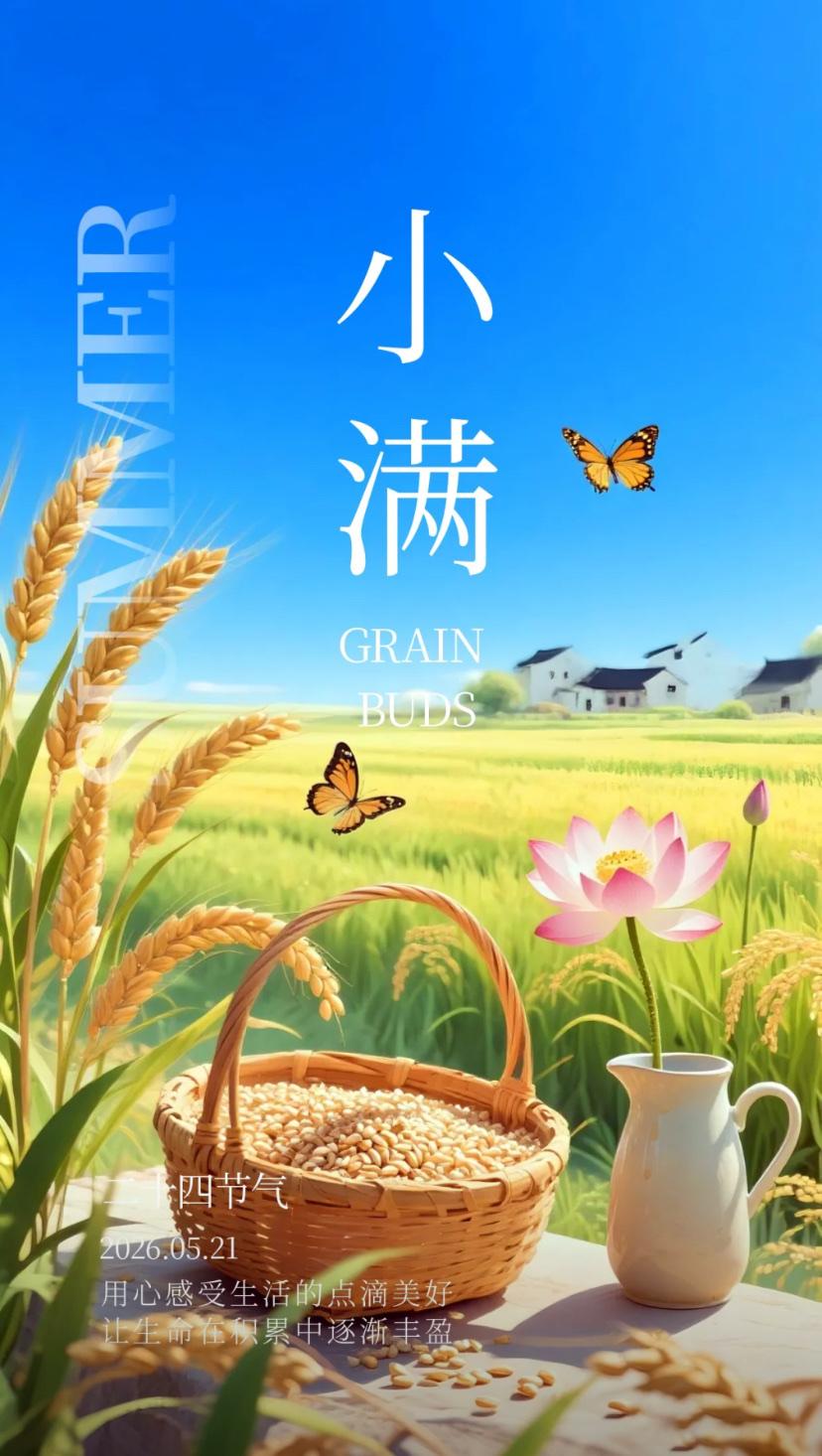 夏晨问安，小满风雅添吉庆，俗韵流芳纳福祥。2026./5.21.[玫