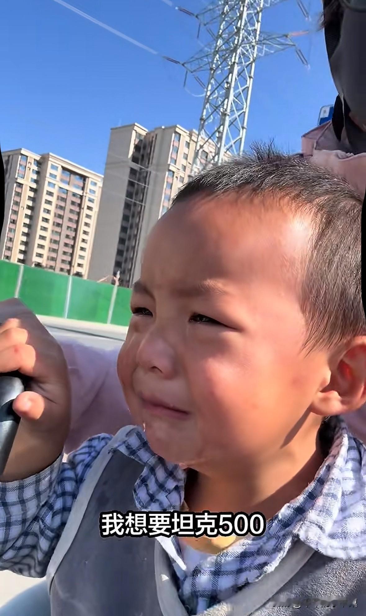 妈妈带着两岁的儿子去看车展，刚进去儿子就看上了坦克500，吵着让妈妈买。妈妈二