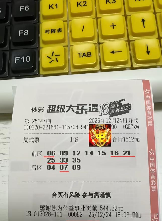 彩友这个年怕是过不好了：10+3的复式中5+1奖金39万多元，后区已精准全中后区