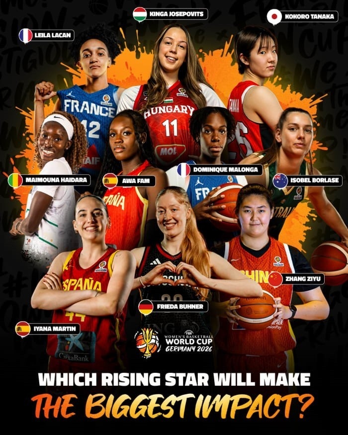 FIBA官方评选2026年女篮世界杯的十大潜力新星，张子宇入选。 FI...
