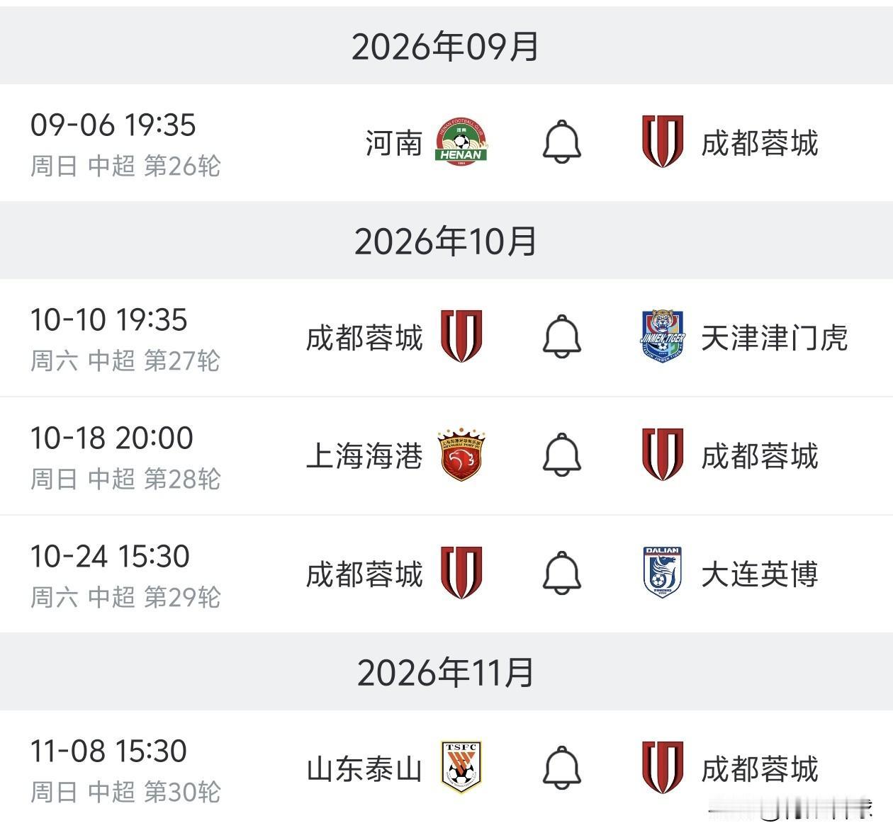 成都蓉城最后的5对手都不好踢，如果5连败，成都有可能丢掉联赛冠军。1，河南上
