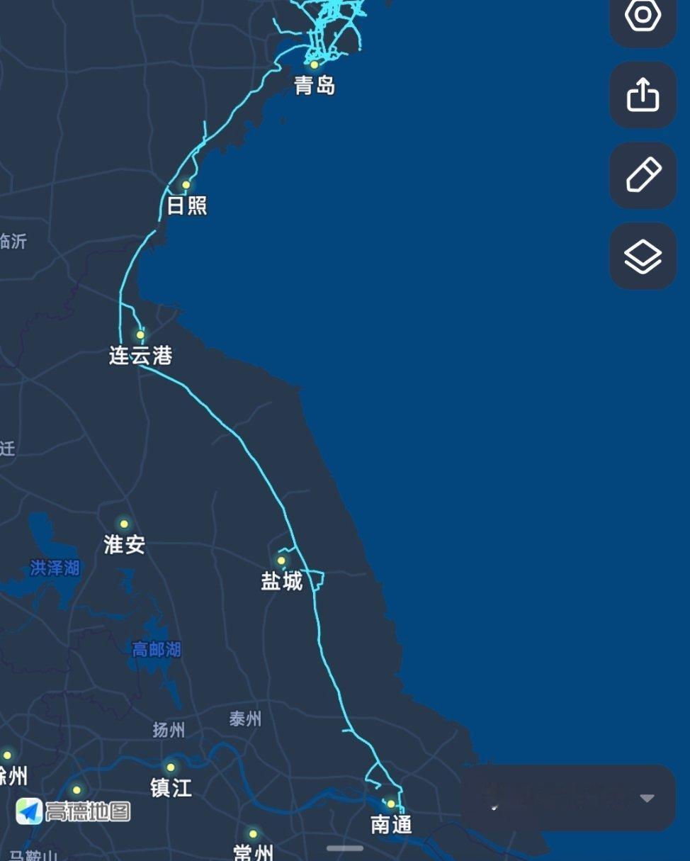青岛，日照，连云港，盐城，南通，如皋，大丰，青岛1420km，一箱油市区加高速能跑将近小800，小逸