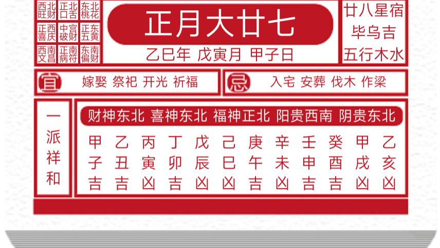 每日黄历吉凶宜忌2025年2月24日