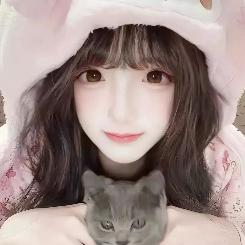 萌猫相伴，少女甜美瞬间萌猫图猫系少女照猫耳少女照萌猫合影萌宠少女照猫耳