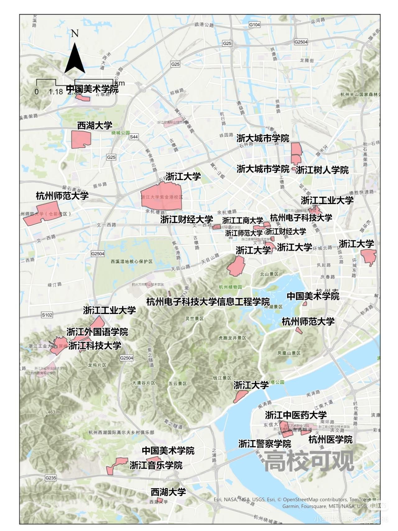 浙江杭州，大学校园分布众多。浙江大学杭州电子科技大学杭州师范大学杭州医学