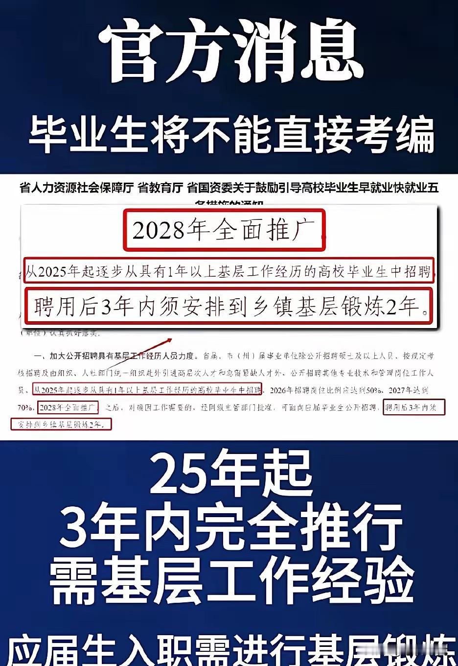 一省出新政，毕业生不能直接考编？应届生心凉半截，网友叫好声一片。之前要应届生，不