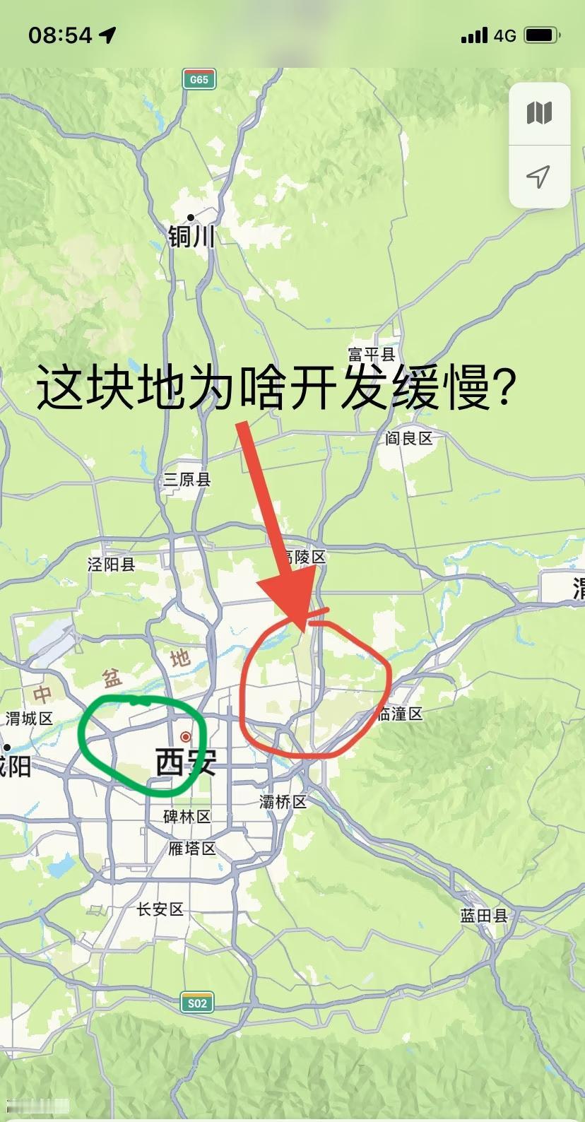 西安绿色标注的地方老刘家不同意发展，红书区域为啥开发缓慢呢？求助一下西安本地朋友