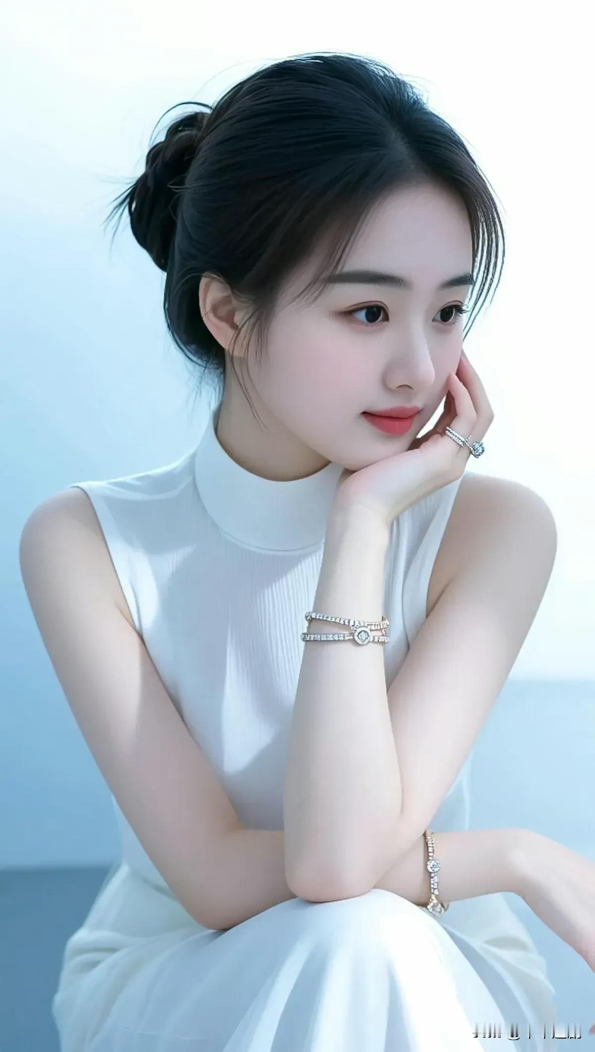 一袭素白，褪去繁杂，回归本真国色天姿美女照自然清雅美女
