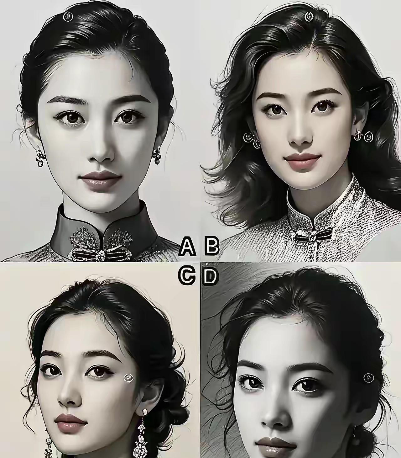 测测你命里是财运滚滚，还是福寿绵绵？下面四幅图的美女，你会选择哪一幅图的呢？凭