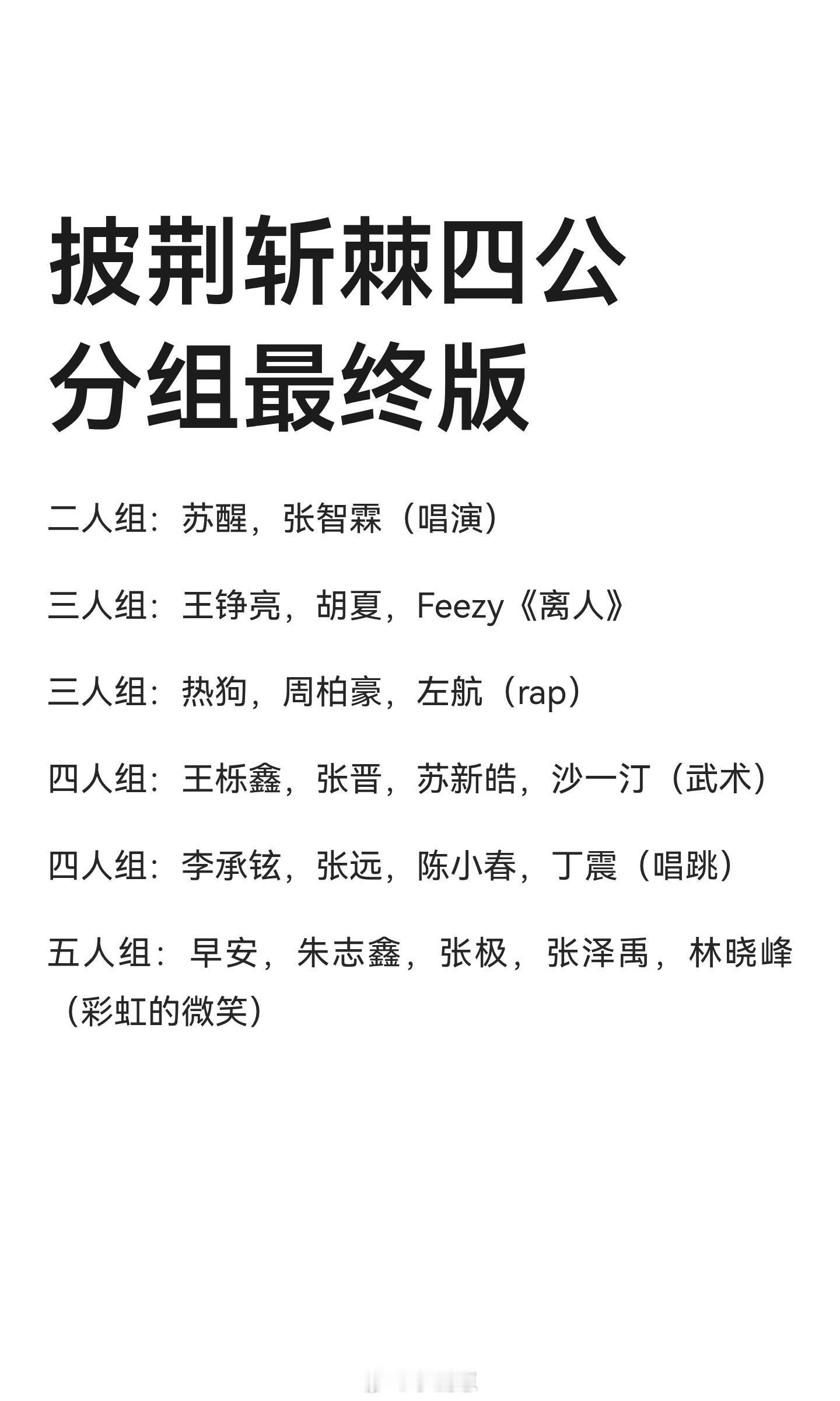 披荆斩棘披荆斩棘四公分组最终版披荆斩棘｜​​​