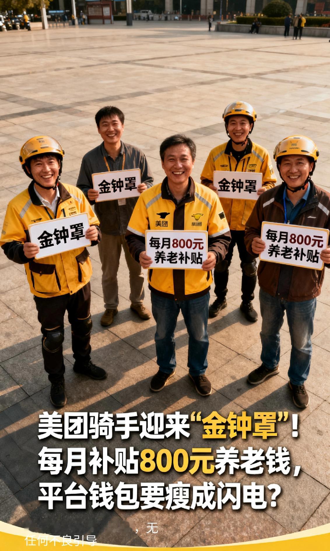 美团骑手迎来"金钟罩"!每月补贴800元养老钱,平台钱包要瘦成闪电?各位看