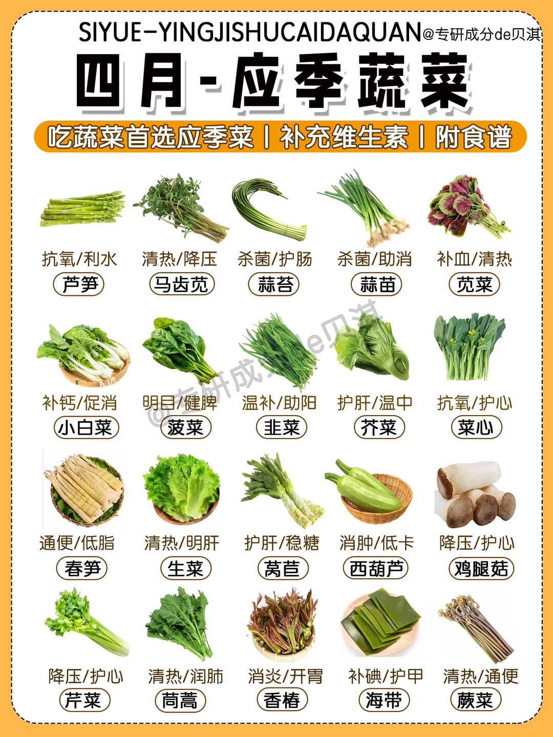 🔥4月应季蔬菜大全‼️春天多吃灵气菜附食谱