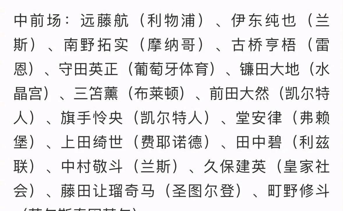 日本国家队的中前场球员，全部来自欧洲足坛，亚洲最强球队了。韩国主要是孙兴慜，整