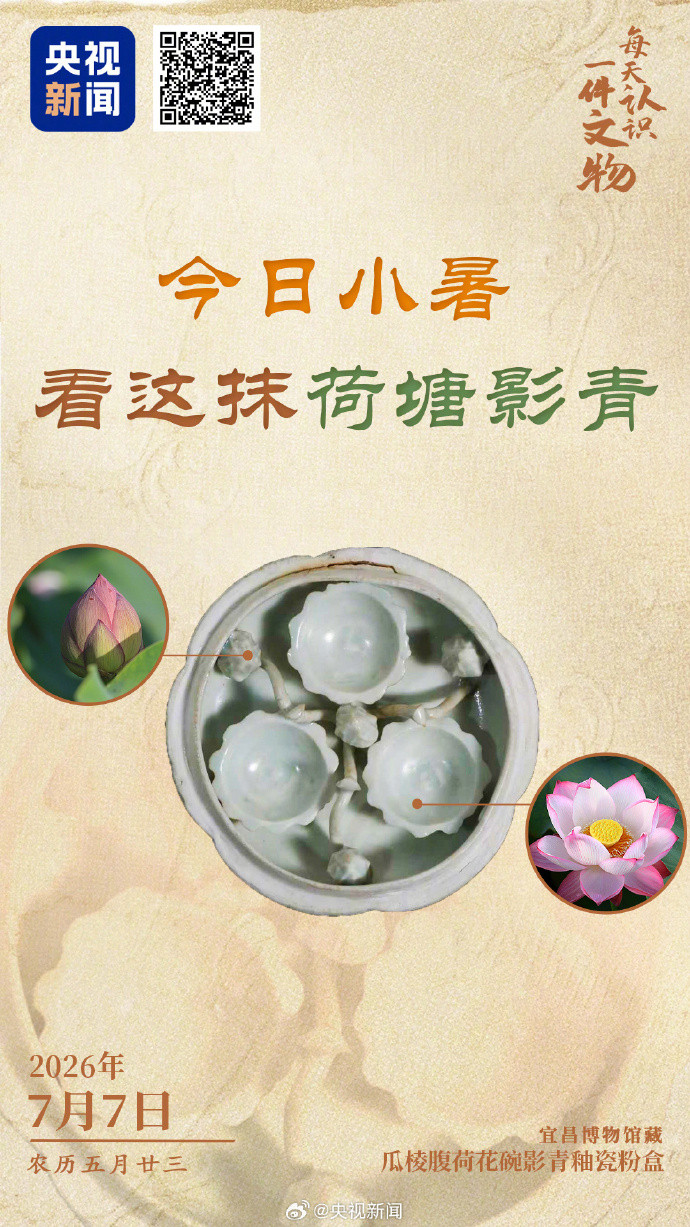 【#古人在化妆盒里复刻荷塘#】瓜棱腹荷花碗影青釉瓷粉盒，是宋代女子存放脂粉或香粉