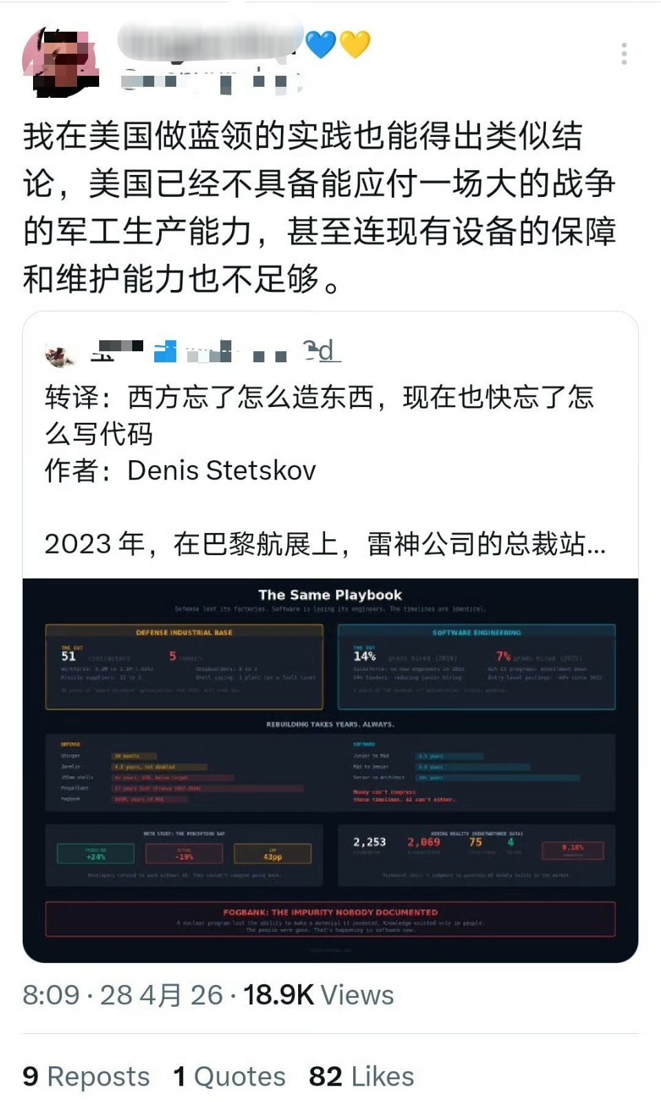一旦去工业化，就很难恢复了，不仅是钱的问题