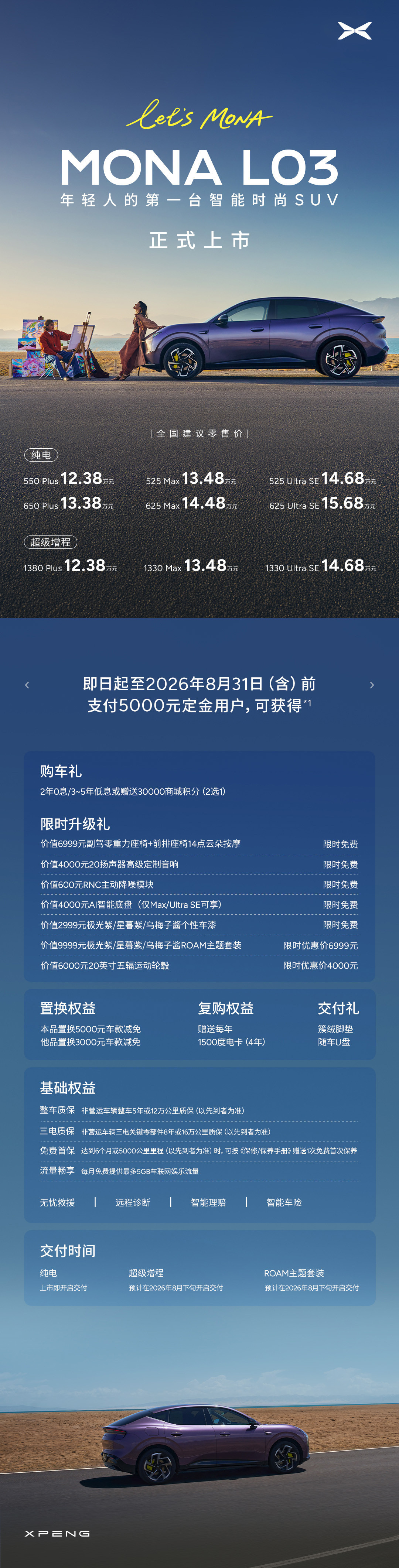 小鹏MONAL03已经上市，给大伙简单汇总一下～无边框车门、星舰大灯、贯穿式星