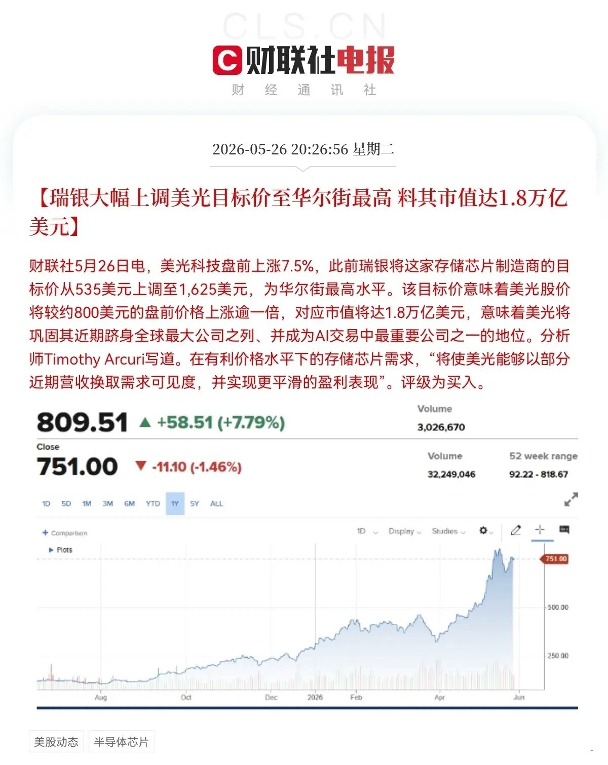 突发利好！存储芯片又来利好消息了，满仓存储芯片的股民晚上要兴奋的睡不着了，明天又