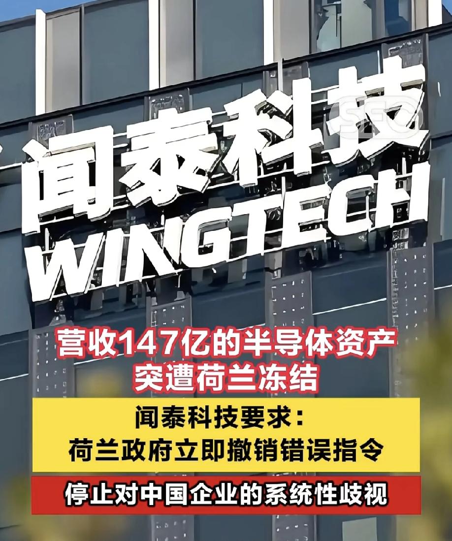 现在西方国家不装了，闻泰科技营收147亿的半导体资产被荷兰政府冻结，这样做不是等