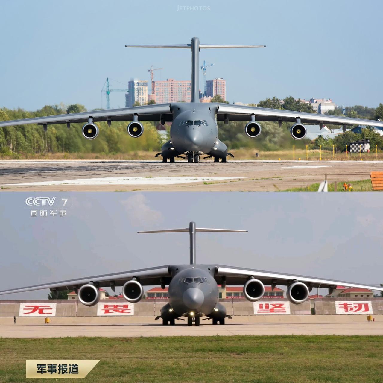 运-20A/B正面对比，国产大酒桶发动机就是好！这是大酒桶“鲲鹏”首次飞出国
