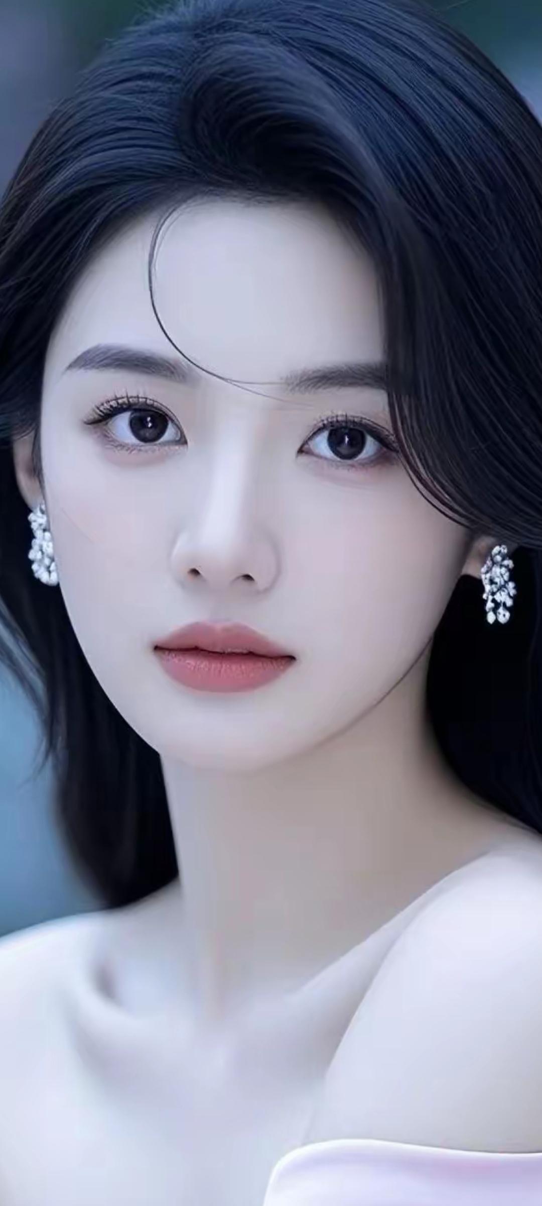 梦幻仙子风，黑发红唇，优雅动人