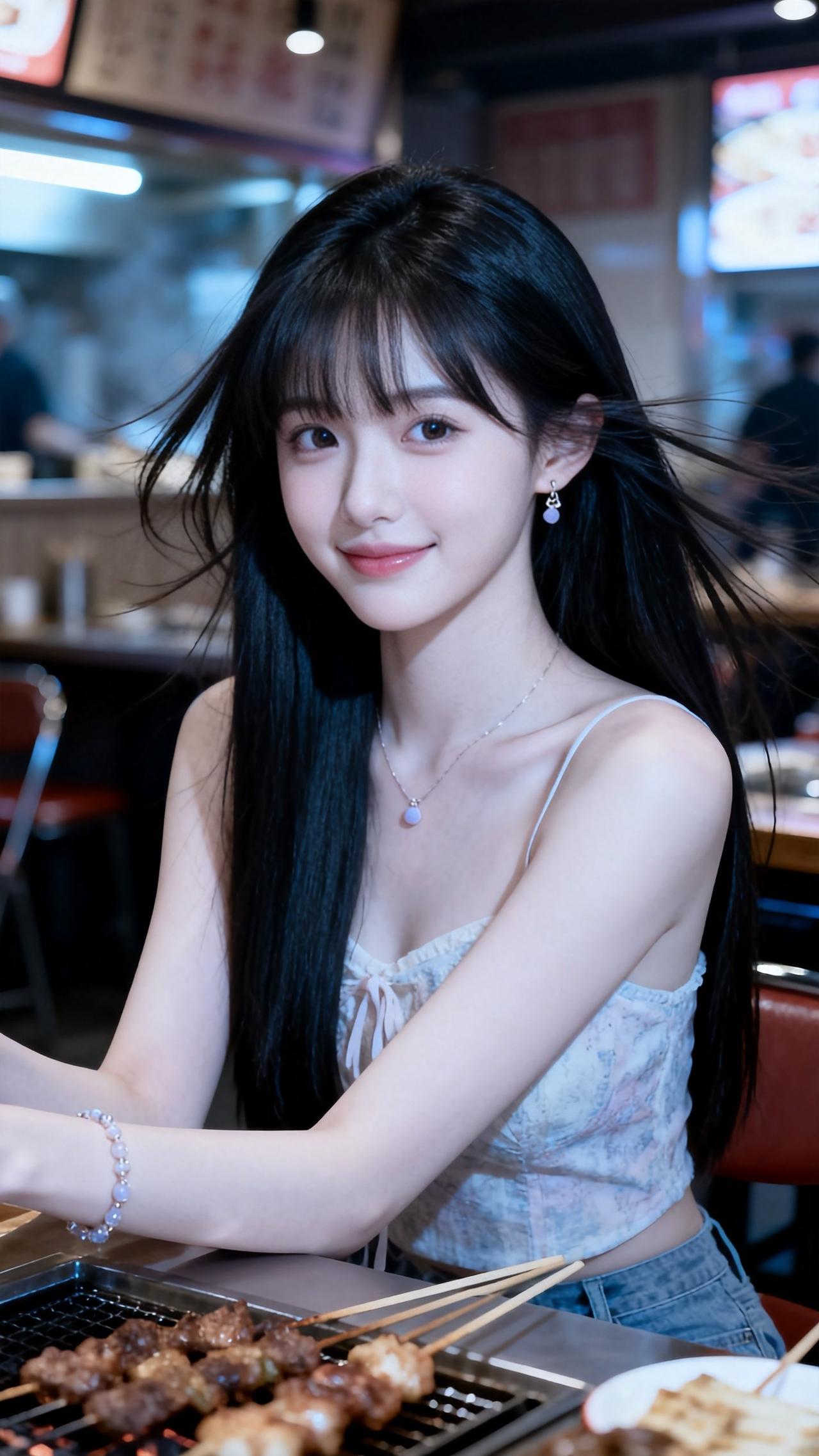 在热闹的夜市里，享受美味烧烤，感受生活的烟火气息。🍢🍜🌟烧烤打卡胜地烧烤