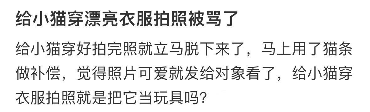 给小猫穿漂亮衣服拍照被骂了​​​
