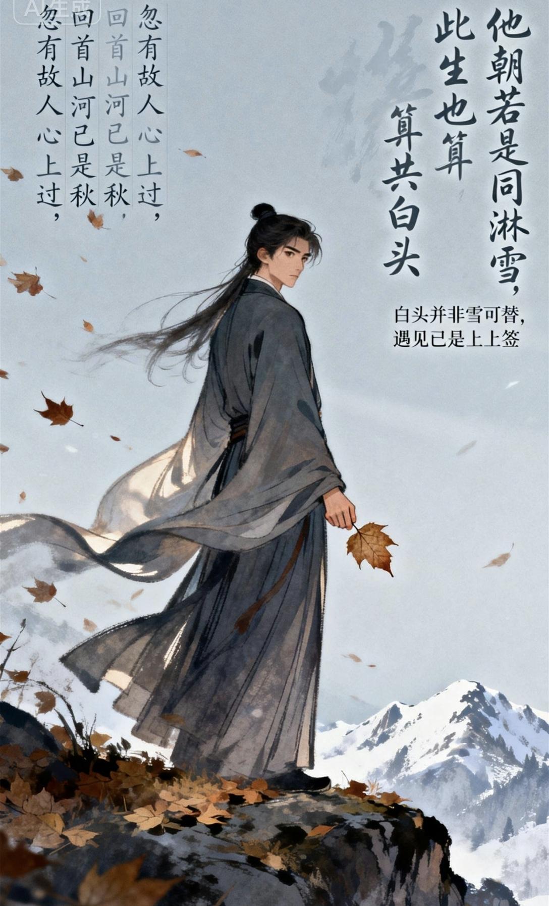 忆故人·雪中情怀忽有故人心上过，回首山河已是秋。他朝若是同淋雪，此生