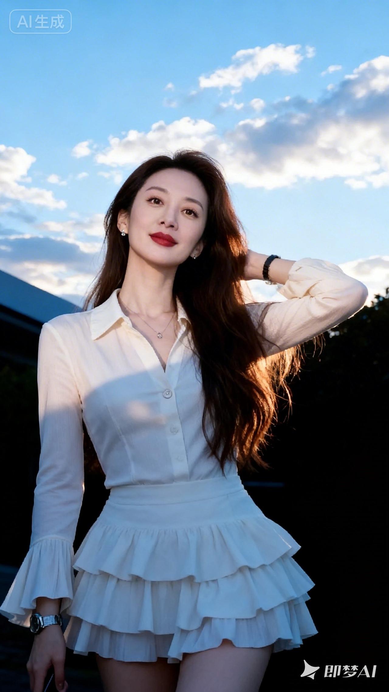 夏日清新穿搭，白色衬衫裙，阳光下的美丽瞬间