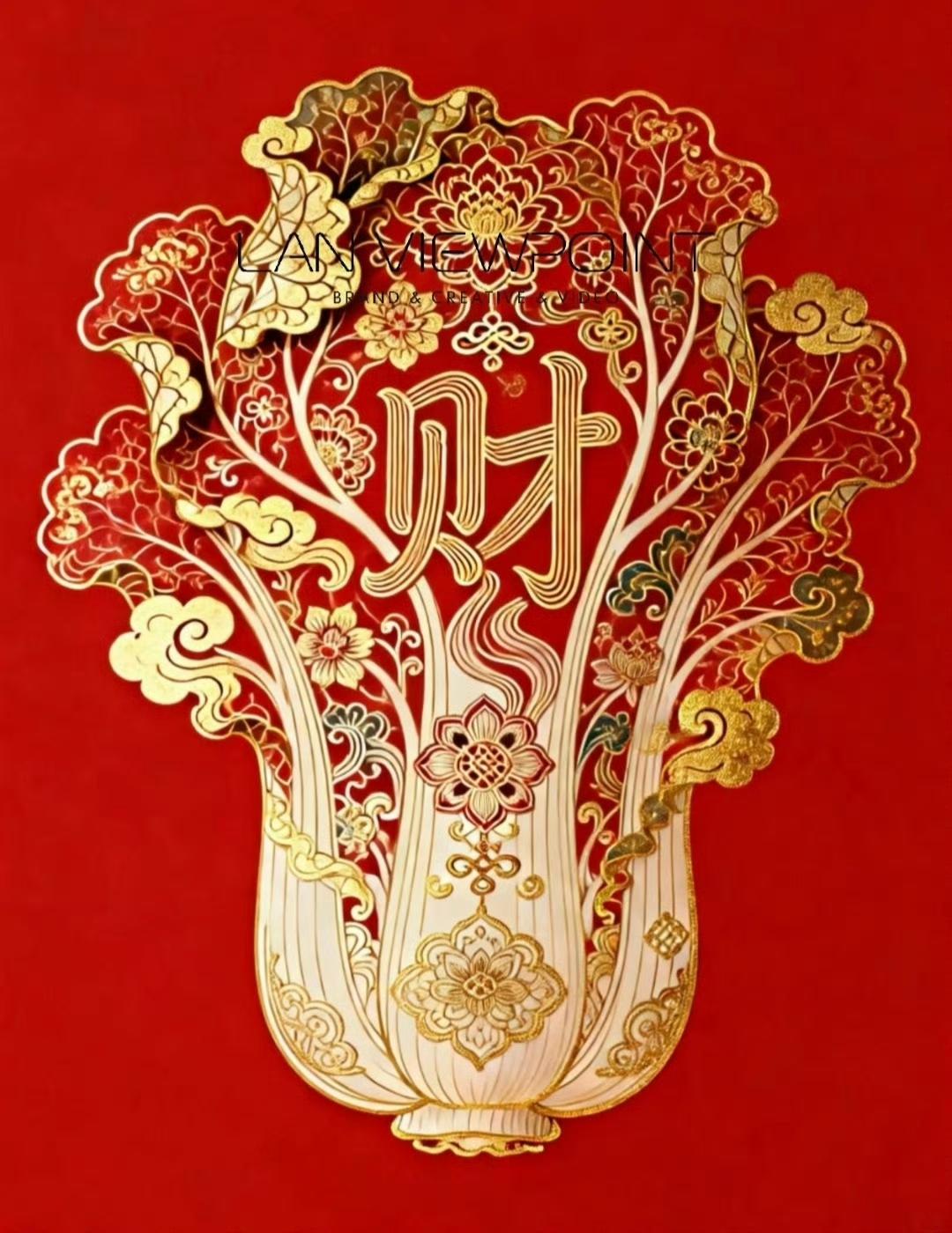 “金枝聚百财，玉叶纳千祥…”​​​国学绘画