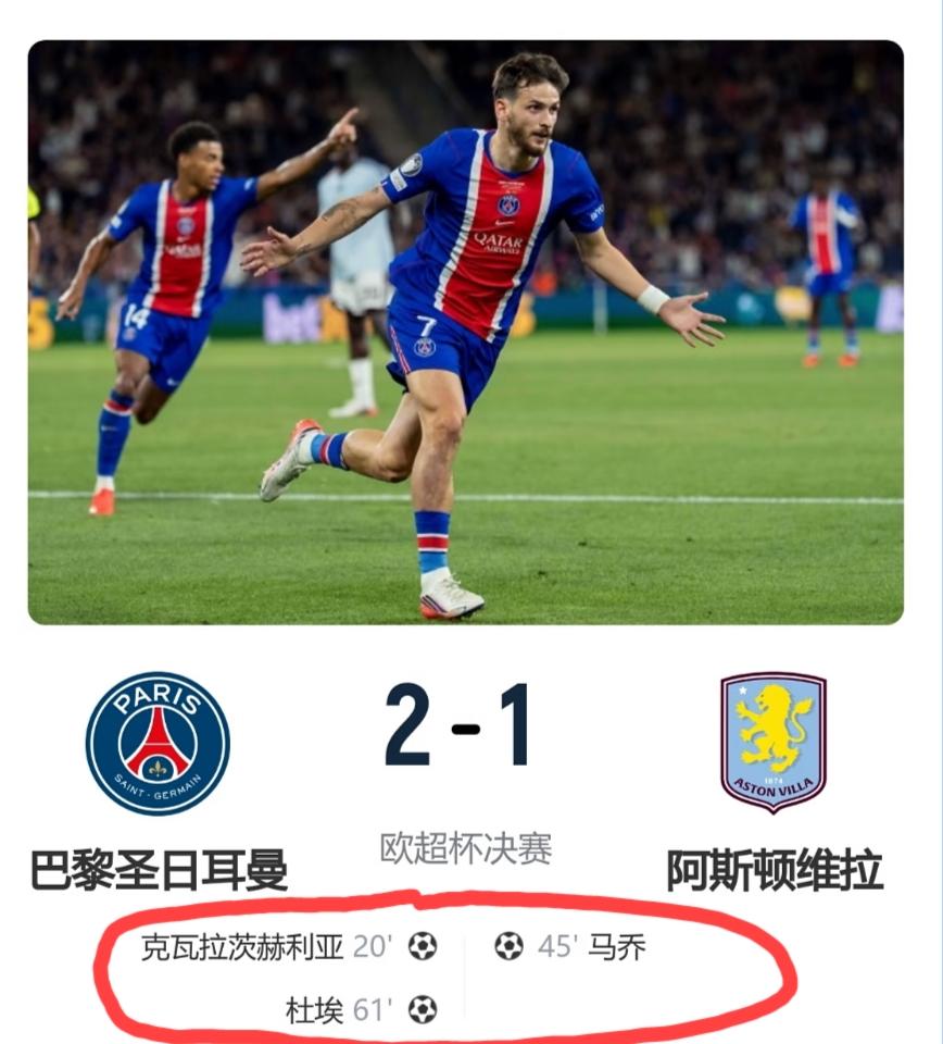 大巴黎2:1维拉，那关于足彩的几个玩法的最终结果也已经非常明朗了。比分肯定是2