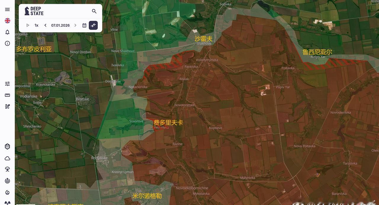 乌克兰官方信源DEEPSTATEMAP1月7日更新一、沙霍夫方向