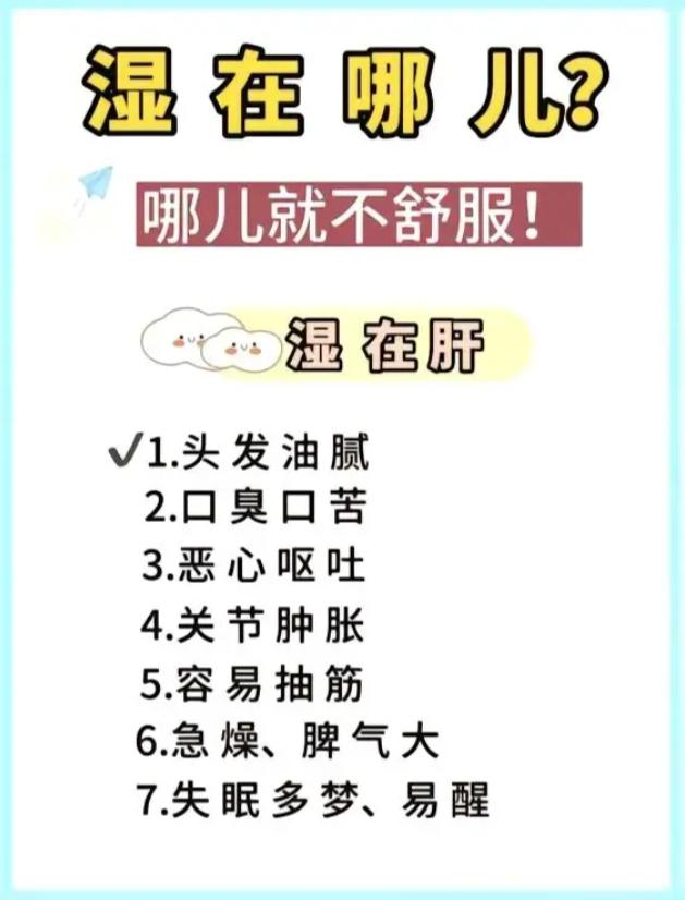 湿气重的人，湿在心肝脾肺肾分别有什么表现？