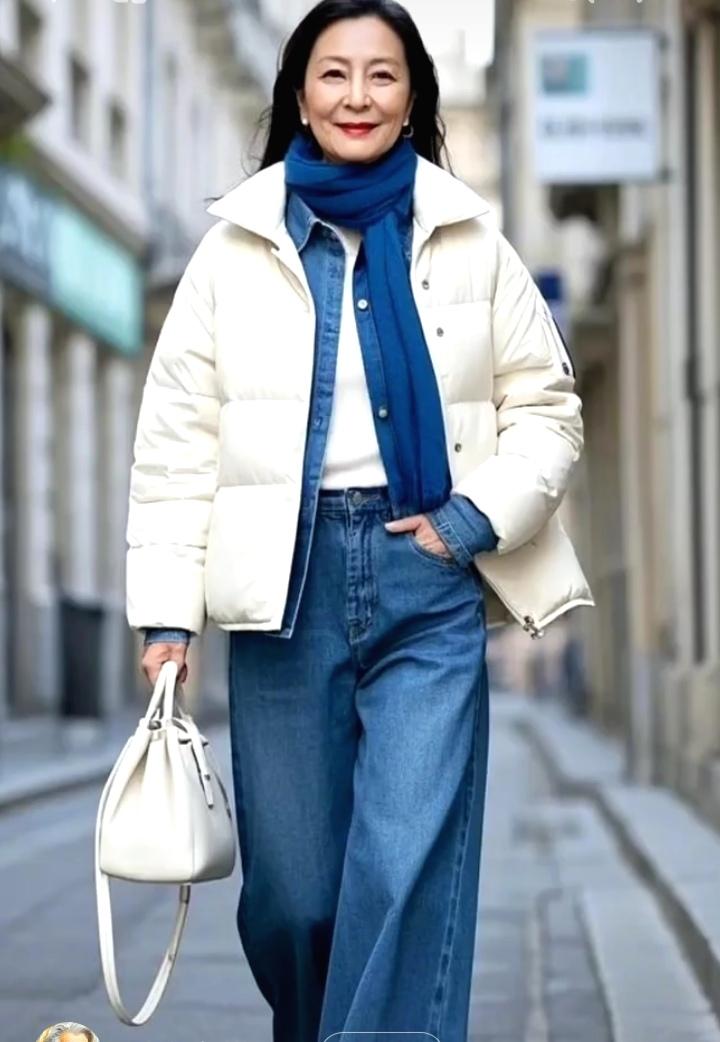 50岁女性过年穿短棉服，选择这样穿好看显年轻查看了一下天气预报，过年期间穿短